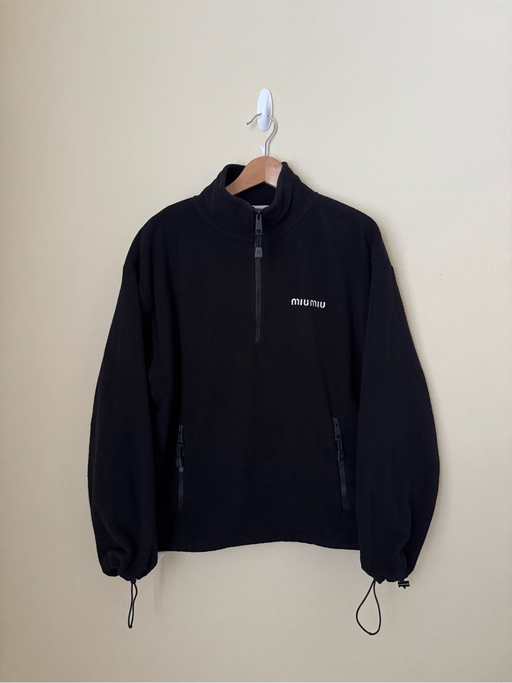 Miu Miu Quarter Zip Fleece Jacket Black XS
